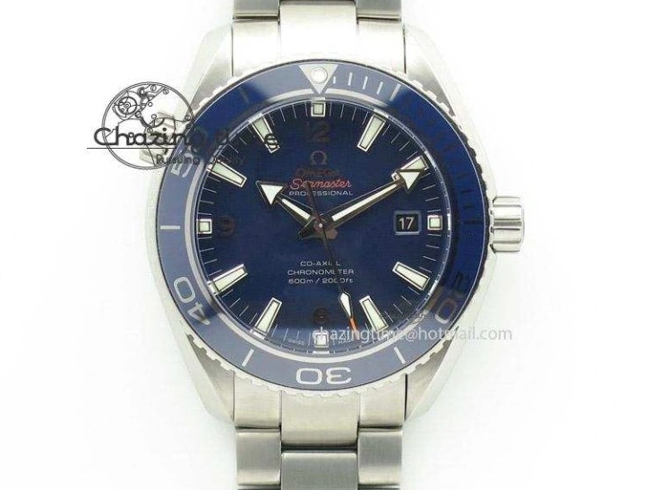 0316 Planet Ocean 45.5mm Big Blue Real Ceramic VSF 1:1 Best Edition on Blue Rubber Strap A8906 Super Clone Unique 7896